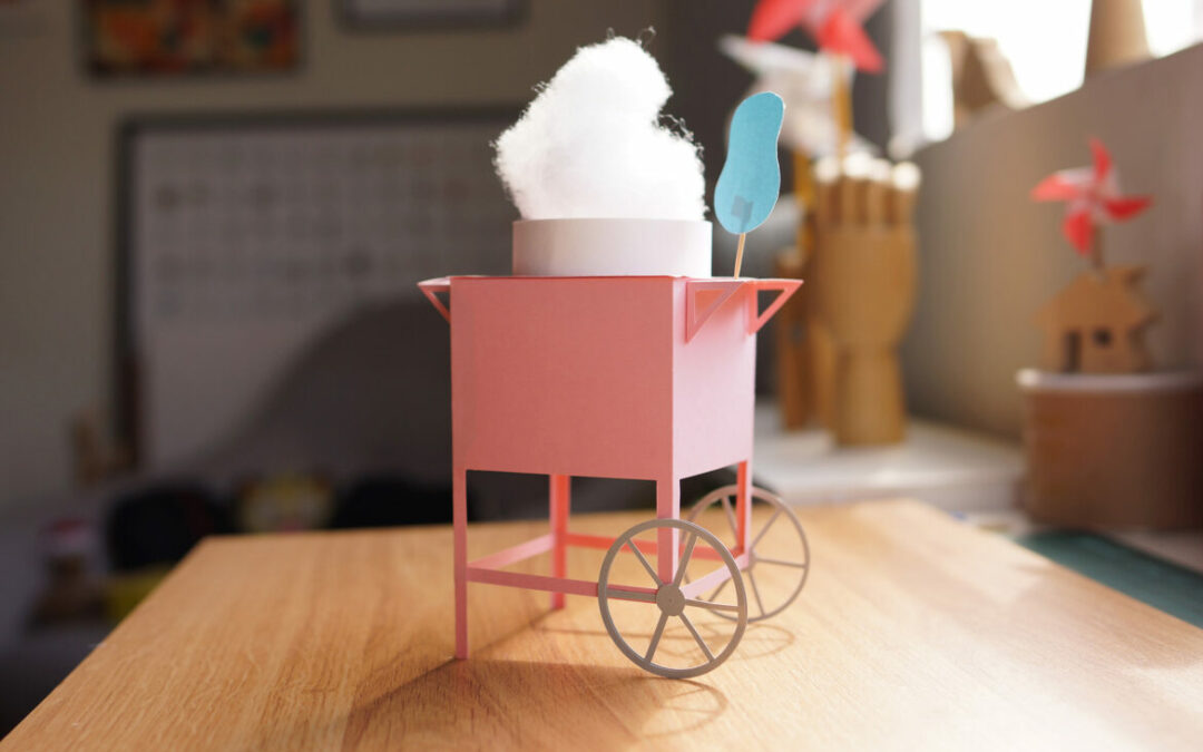 CÓMO HACER UN PAPERCRAFT DE CARRITO DE ALGODÓN DE AZUCAR. (written by Galletita)
